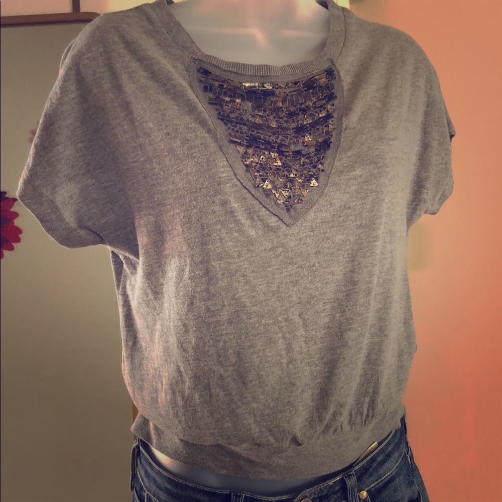 Silence + noise loose-fitting gray top, size small